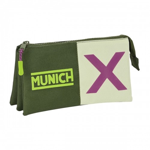Trīsvietīgs futrālis Munich Bright khaki Zaļš 22 x 12 x 3 cm image 1