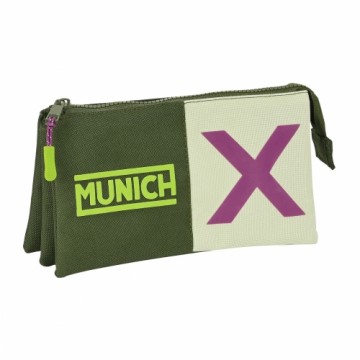 Trīsvietīgs futrālis Munich Bright khaki Zaļš 22 x 12 x 3 cm