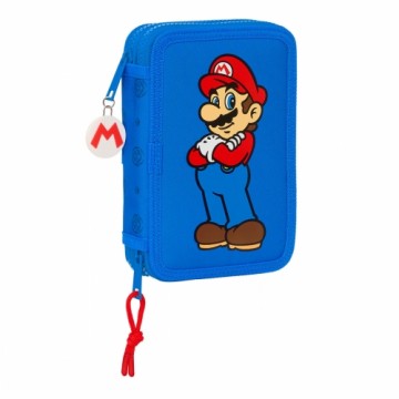 Double zīmuļu futrālis Super Mario Play Zils Sarkans 12.5 x 19.5 x 4 cm (28 Daudzums)