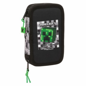 Двойной пенал Minecraft Чёрный Зеленый Серый 12.5 x 19.5 x 4 cm (28 Предметы)