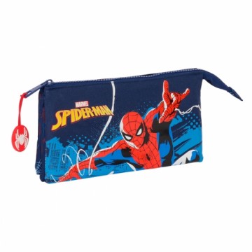 Trīsvietīgs futrālis Spider-Man Neon Tumši Zils 22 x 12 x 3 cm