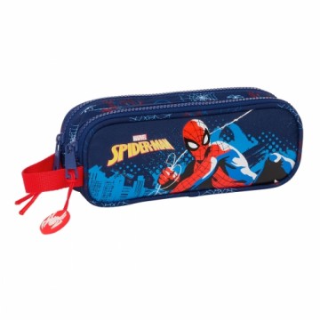 Divkāršs futrālis Spider-Man Neon Tumši Zils 21 x 8 x 6 cm