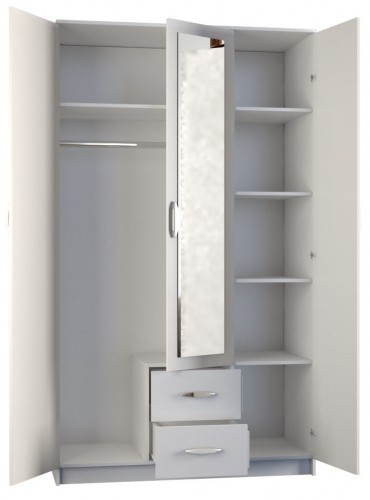 Top E Shop Topeshop ROMANA 120 BIEL bedroom wardrobe/closet 6 shelves 3 door(s) White image 3