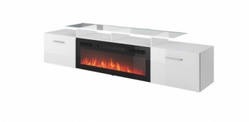 Cama Meble RTV cabinet ROVA with electric fireplace 190x37x48 white/gloss white