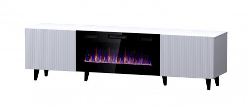 Cama Meble RTV cabinet PAFOS EF with electric fireplace 180x42x49 cm white matt image 1