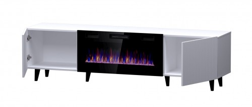 Cama Meble RTV cabinet PAFOS EF with electric fireplace 180x42x49 cm white matt image 2