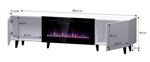 Cama Meble RTV cabinet PAFOS EF with electric fireplace 180x42x49 cm white matt image 4
