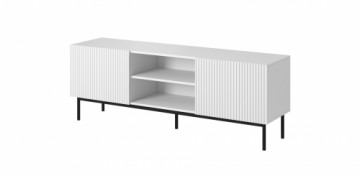 Cama Meble PAFOS RTV cabinet on black steel frame 150x40x60 cm white matt