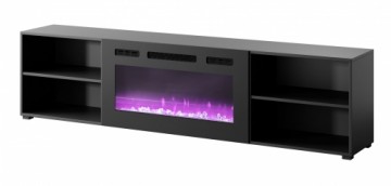 Cama Meble RTV cabinet POLO 200x33x50.5 black + fireplace black