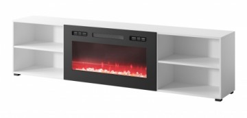 Cama Meble RTV cabinet POLO 200x33x50.5 white + fireplace black