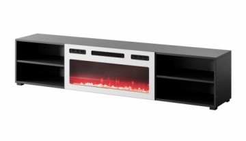 Cama Meble RTV cabinet POLO 180x33x39 black + fireplace white