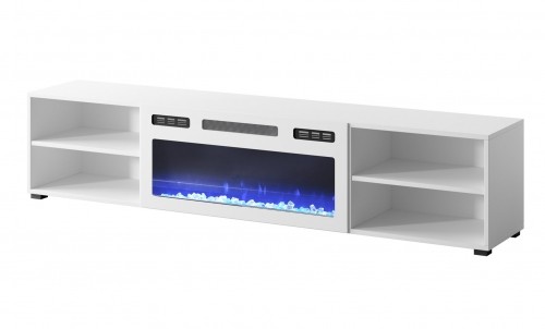 Cama Meble RTV cabinet POLO 180x33x39 white + fireplace white image 1