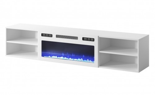Cama Meble RTV cabinet POLO 180x33x39 white + fireplace white image 2