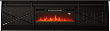 Cama Meble RTV GRANERO + fireplace cabinet 200x56.7x35 black/black gloss