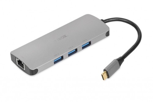 iBox IUH3RJ4K notebook dock/port replicator USB 3.2 Gen 1 (3.1 Gen 1) Type-C Power Delivery 100W Silver image 1