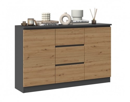 Top E Shop 2D3S chest of drawers 120x30x75 cm, anthracite/artisan image 2