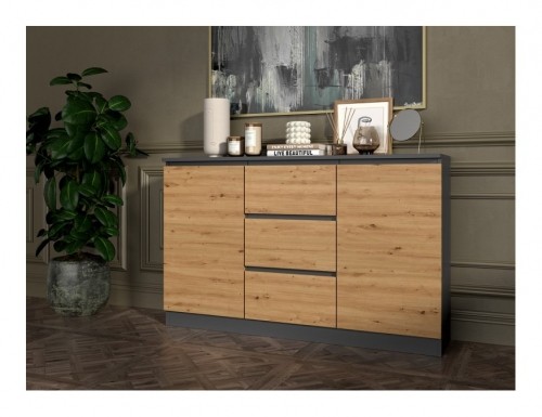 Top E Shop 2D3S chest of drawers 120x30x75 cm, anthracite/artisan image 5