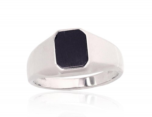 Серебряное кольцо #2101928(PRh-Gr)_ON, Серебро 925°, родий (покрытие), Оникс, Размер: 20.5, 5 гр. image 1
