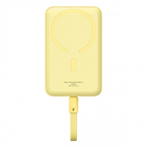 Baseus Magnetic Mini MagSafe 10000mAh 30W powerbank with built-in Lightning cable - yellow + Baseus Simple Series USB-C - USB-C 60W 0.3m cable image 2