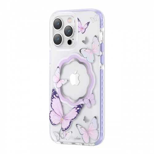 Kingxbar Butterfly Series magnetic case for iPhone 14 Plus MagSafe case with butterflies purple image 1