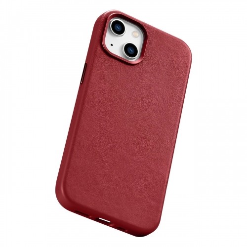iCarer Case Leather case cover made of natural leather for iPhone 14 Plus red (compatible with MagSafe) image 1