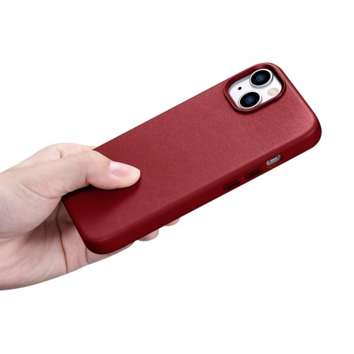 iCarer Case Leather case cover made of natural leather for iPhone 14 Plus red (compatible with MagSafe) image 3