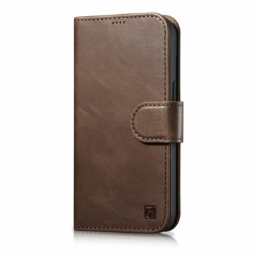 iCarer Oil Wax Wallet Case 2in1 Cover iPhone 14 Pro Anti-RFID Leather Flip Case Brown (WMI14220722-BN)