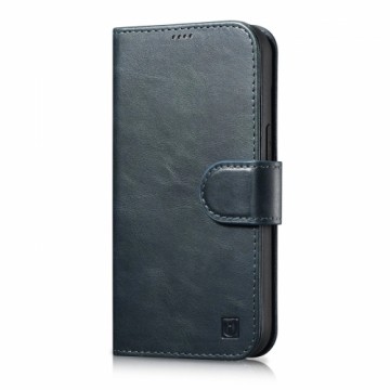 iCarer Oil Wax Wallet Case 2in1 Case iPhone 14 Anti-RFID Leather Flip Case Blue (WMI14220721-BU)