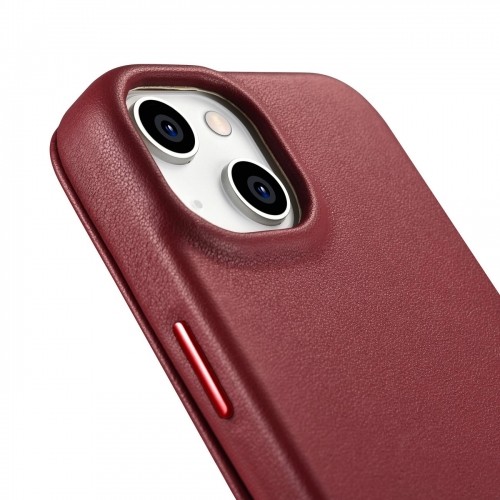 iCarer CE Premium Leather Folio Case iPhone 14 magnetic flip case MagSafe red (WMI14220713-RD) image 1
