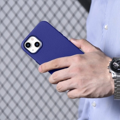 iCarer Litchi Premium Leather Case iPhone 14 Plus Magnetic Leather Case with MagSafe Dark Blue (WMI14220711-DB) image 5