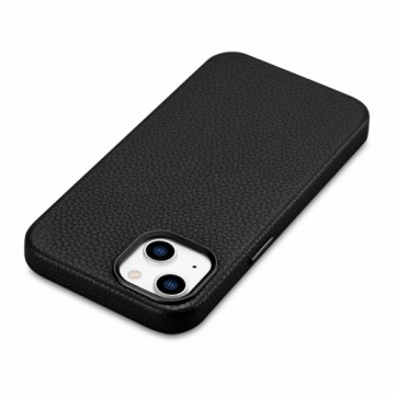 iCarer Litchi Premium Leather Case iPhone 14 Magnetic Leather Case with MagSafe Black (WMI14220709-BK)