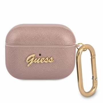 Guess GUAPSASMP AirPods Pro cover pink|pink Saffiano Script Metal Collection