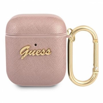 Guess GUA2SASMP AirPods cover pink|pink Saffiano Script Metal Collection