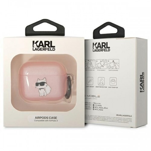 OEM Karl Lagerfeld KLA3HNCHTCP Airpods 3 cover różowy|pink Ikonik Choupette image 3