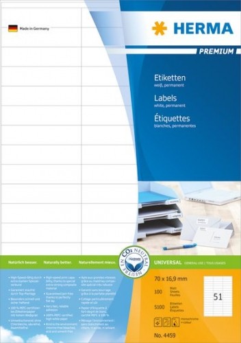 Herma Labels Premium A4  white  matte paper  5100 sheets (4459) image 1