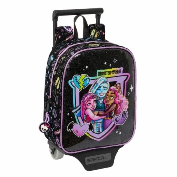 Школьный рюкзак с колесиками Monster High Чёрный 22 x 27 x 10 cm