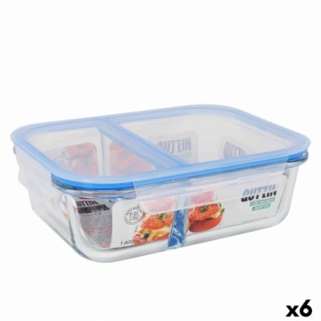 Герметичная коробочка для завтрака Quttin 2 Отделения Прямоугольный 1,4 L (6 штук)