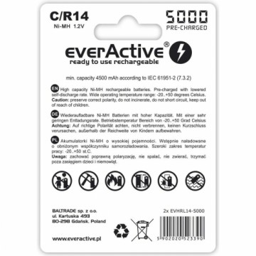 Аккумуляторные батарейки EverActive EVHRL14-5000 1,2 V