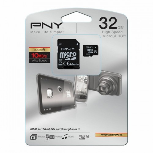 Mikro SD Atmiņas karte ar Adapteri PNY ‎SDU32GBHC10HP-EF Klase Nr. 10 / Klase 10 32 GB image 2