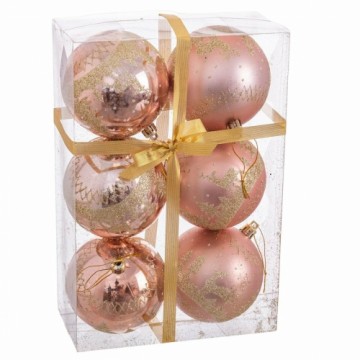 Bigbuy Christmas Ёлочные шарики Розовый Пластик Oленем 8 x 8 x 8 cm (6 штук)