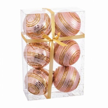 Bigbuy Christmas Ёлочные шарики Розовый Пластик Спираль 8 x 8 x 8 cm (6 штук)