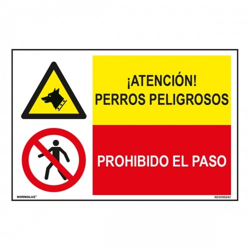 Zīme Normaluz Perros Peligrosos / Prohibido El Paso 60 x 40 cm image 1