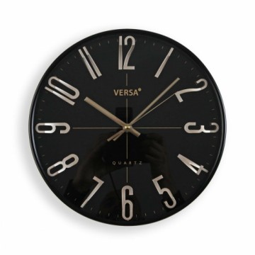 Настенное часы Versa Чёрный Позолоченный Пластик Кварц 4,3 x 30 x 30 cm