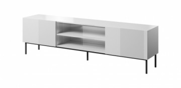 Cama Meble RTV SLIDE 200K cabinet on a black steel frame 200x40x57 cm all in gloss white