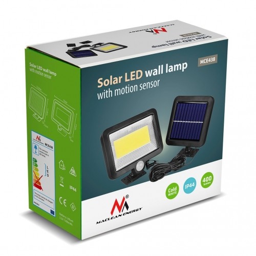 Maclean Energy MCE438 Solar LED Floodlight with motion sensor, IP44, 5W, 400lm, 6000K cold white, lithium battery 1300 mAh, 5.5V DC image 3