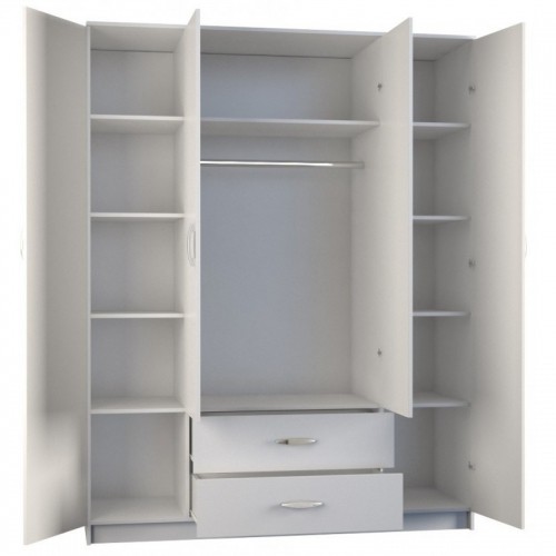 Top E Shop Topeshop ROMANA 160 BIEL bedroom wardrobe/closet 11 shelves 4 door(s) White image 1