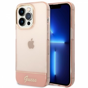 Guess PC|TPU Camera Outline Translucent Case for iPhone 14 Pro Pink