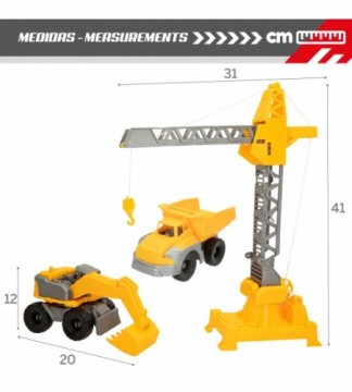 Molmo Toys Celtniecības tehnikas komplekts: ekskavators, pašizgāzējs, celtnis  40x43 cm CB47282