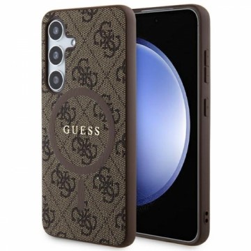 Guess GUHMS24SG4GFRW S24 S921 brązowy|brown hardcase 4G Collection Leather Metal Logo MagSafe