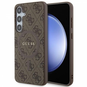 Guess GUHMS24MG4GFRW S24+ S926 brązowy|brown hardcase 4G Collection Leather Metal Logo MagSafe